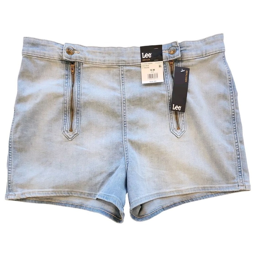 LEE Cloud Gazing High Rise 3" Inseam W/Waistband panel & 2 Zippers! Size 16 M